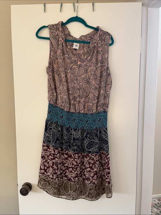 CAbi Dresses & Skirts - CAbi Sleeveless Tiered Paisley Midi Dress in Mauve, Teal, Navy, Burgundy